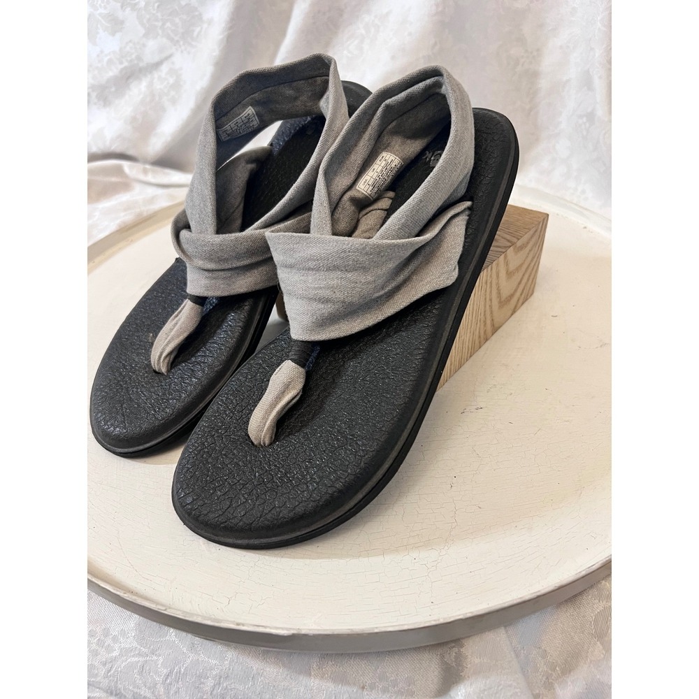 Sanuk Yoga Sling 2 Sandals Womens 8 Heathered Gray Black Yoga Mat Flip Flops